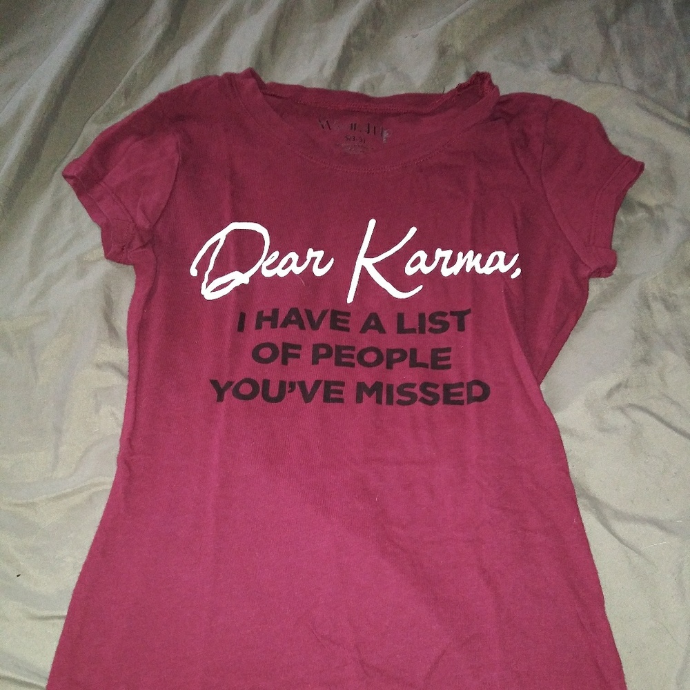 Burgandy shirt with lettering